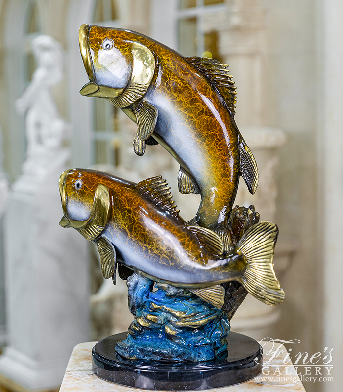 Bronze Statues  - Bronze Fish Statue - Bass - BS-1330